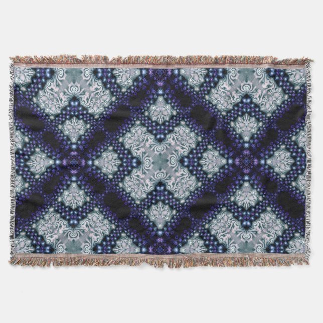Purple Indigo Essence Mediaeval Woven Throw Blanke (Front)