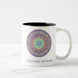Purple Indigo Gold Turquoise Mandala Metaphysical Two-Tone Coffee Mug