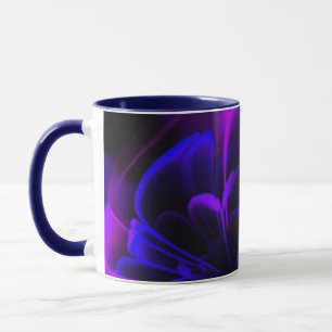Purple Indigo Stylised Flower Half Corolla Mug