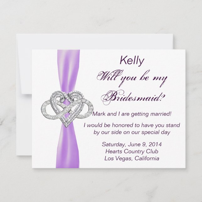 Purple Infinity Heart Bridesmaid Card (Front)