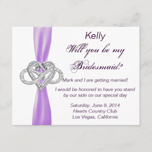 Purple Infinity Heart Bridesmaid Card