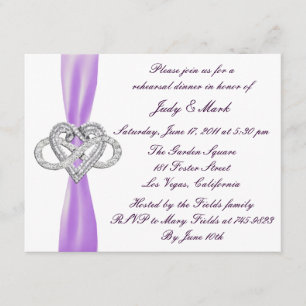 Purple Infinity Heart Rehearsal Dinner Invitation