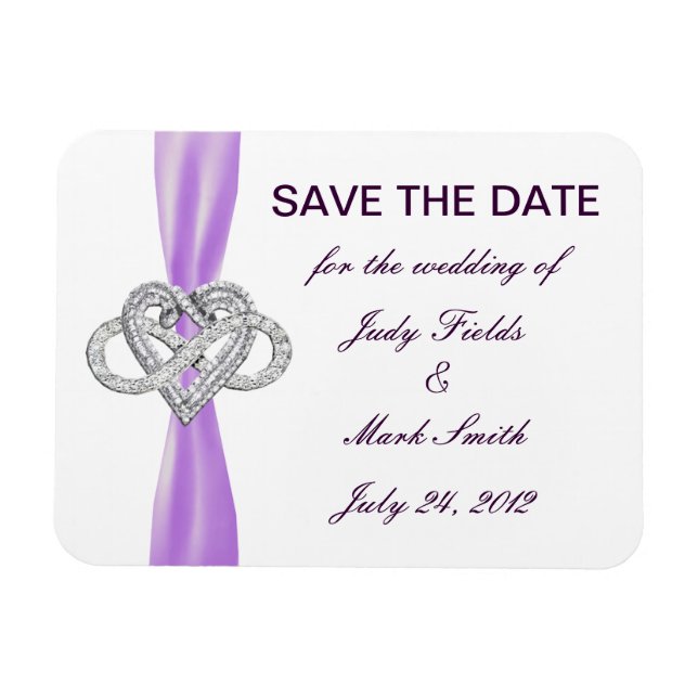 Purple Infinity Heart Save The Date Magnet (Horizontal)