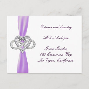 Purple Infinity Heart Wedding Reception Card