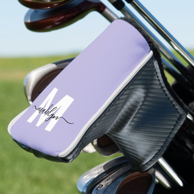 Purple Initial Name Monogram Golf Head Cover (Purple Lavender Initial Name Monogram Golf Head Cover)