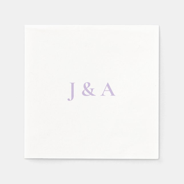 Purple Initials Wedding Napkin (Front)