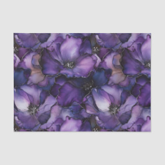 Purple Ink Flowers Decoupage Tissue Paper