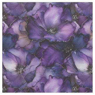 Purple Ink Flowers Fabric