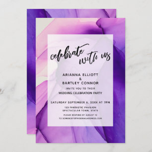 Purple Inks Celebrate with Us Wedding Reception Invitation