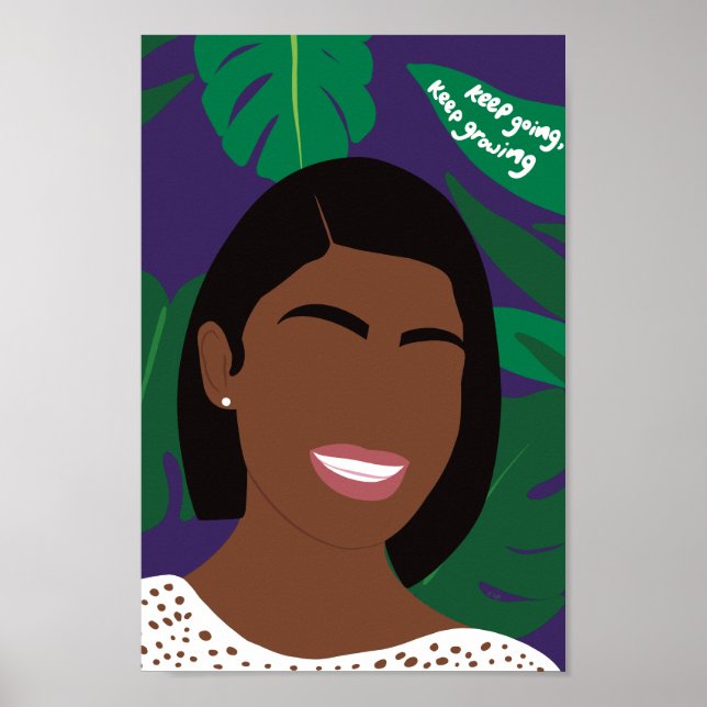 Purple Inspirational Keep Going Keep Growing Poster (Front)