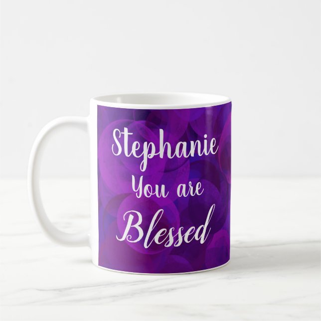 Purple Inspirational You are Blessed Coffee Mug (Left)