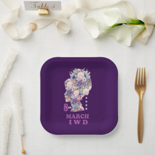 Purple international women's day 2025  paper plate