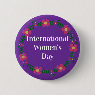 Purple International Womens Day Custom Size 6 Cm Round Badge