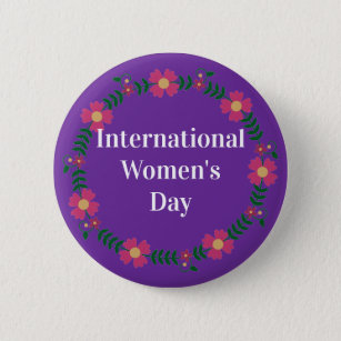 Purple International Womens Day Custom Size 6 Cm Round Badge