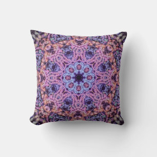 Purple Intricate Alien Kaleidoscopic Mandala Cushion