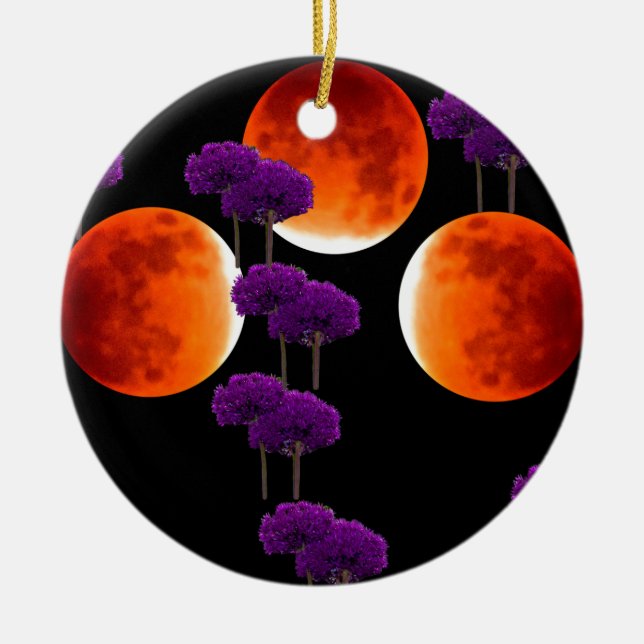 Purple Intrusion Ceramic Tree Decoration (Front)