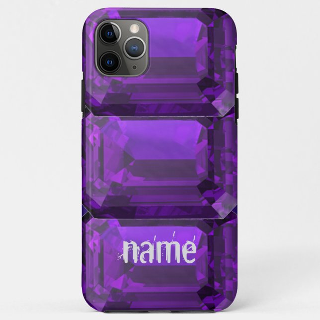 Purple iPhone case Amethyst Gemstone with Initial (Back)