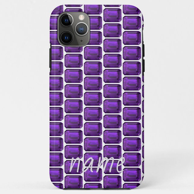 Purple iPhone case Amethyst Pattern with Monogram (Back)