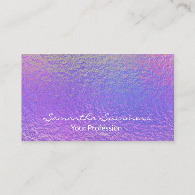Purple Iridescent Holographic Modern Business Card (Front)