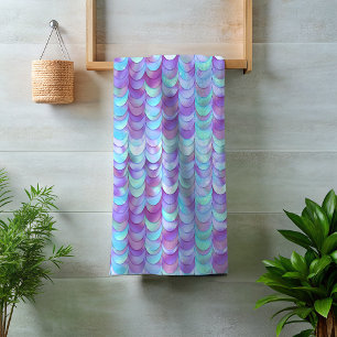 Purple Iridescent Mermaid Scales Glitter Bath Towel Set