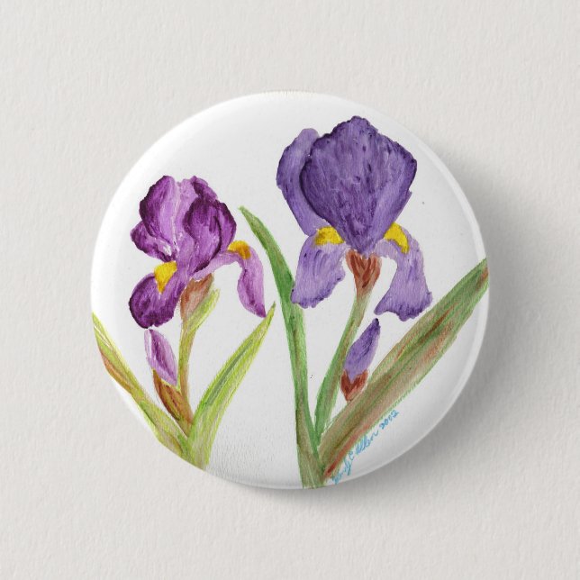 Purple Iris 6 Cm Round Badge (Front)