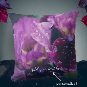 Purple iris after rain  cushion