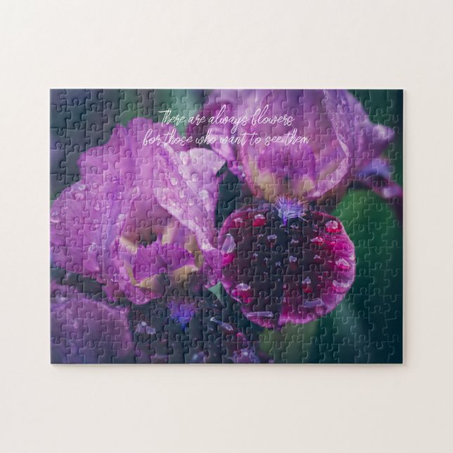 Purple iris after rain jigsaw puzzle (Horizontal)