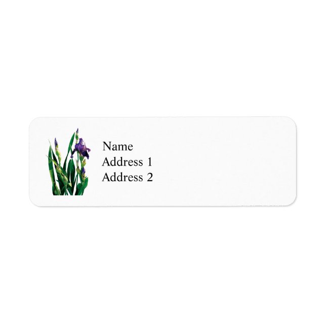 Purple Iris and Buds Return Address Label (Front)