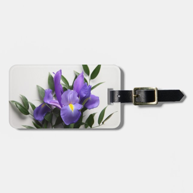 Purple iris arrangement luggage tag (Front Horizontal)