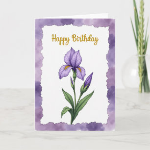 Purple Iris Birthday Card