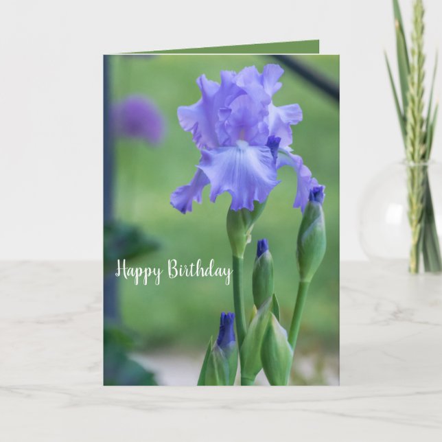 Purple Iris Birthday Card (Front)