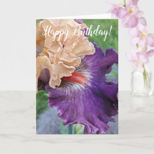 Purple Iris Bloom Floral Birthday Card