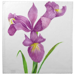 Purple Iris Botanical Floral Art Napkin