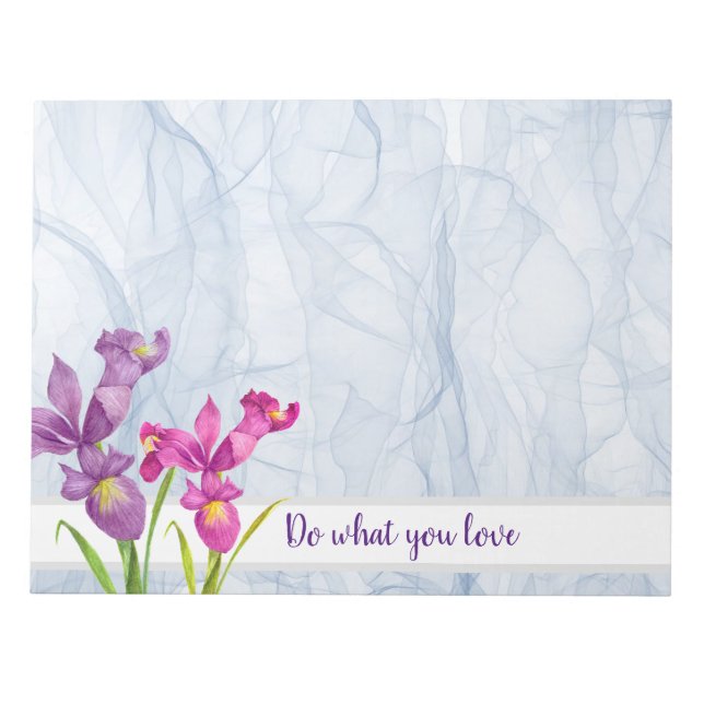 Purple Iris Botanical Floral Organza Notepad (Front)