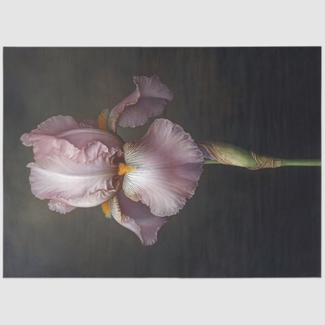 Purple Iris Botanical Painting Decoupage Tissue Paper (Front)