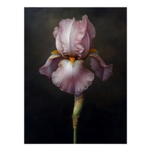 Purple Iris Botanical Painting Poster