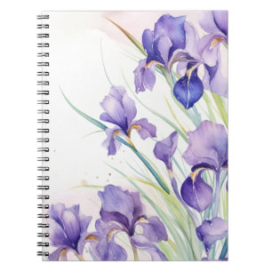 Purple Iris Bouquet On White Notebook
