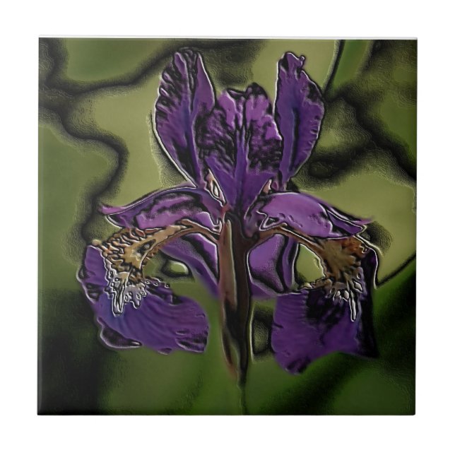 Purple Iris Ceramic Tile (Front)