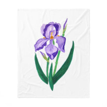Purple Iris Fleece Blanket