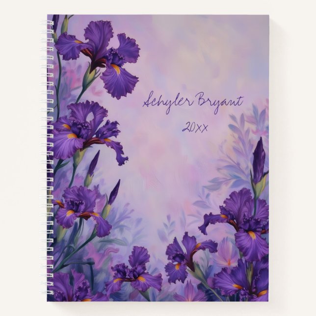 Purple Iris Floral Spiral-bound Journal Botanical (Front)