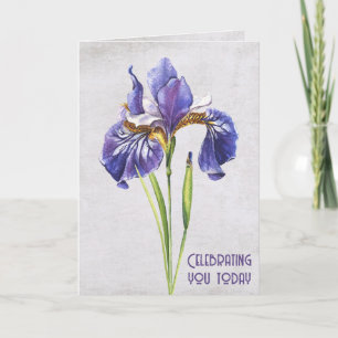 Purple Iris Flower Birthday  Card