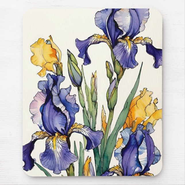 Purple Iris Flower Bloom                           Mouse Pad (Front)