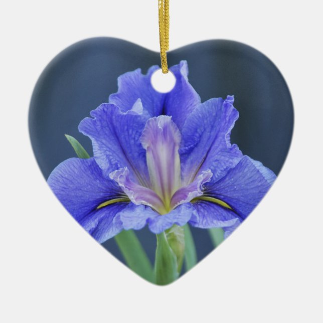 Purple Iris flower Ceramic Tree Decoration (Front)