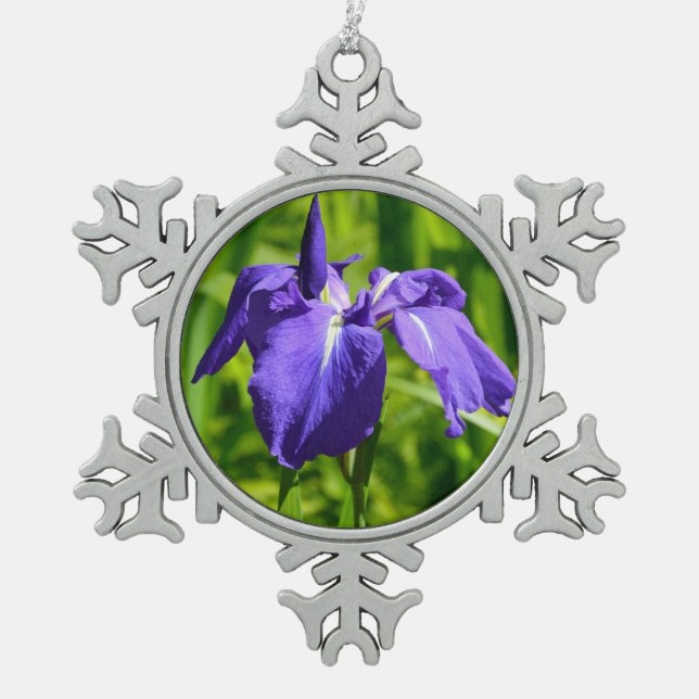 Purple iris flower christmas ornament (Front)