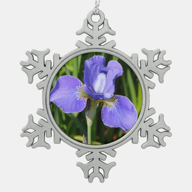 Purple iris flower christmas ornament (Front)