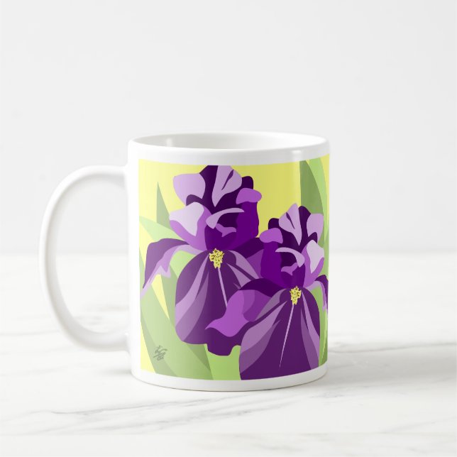Purple Iris Flower Design Coffee Mug (Left)
