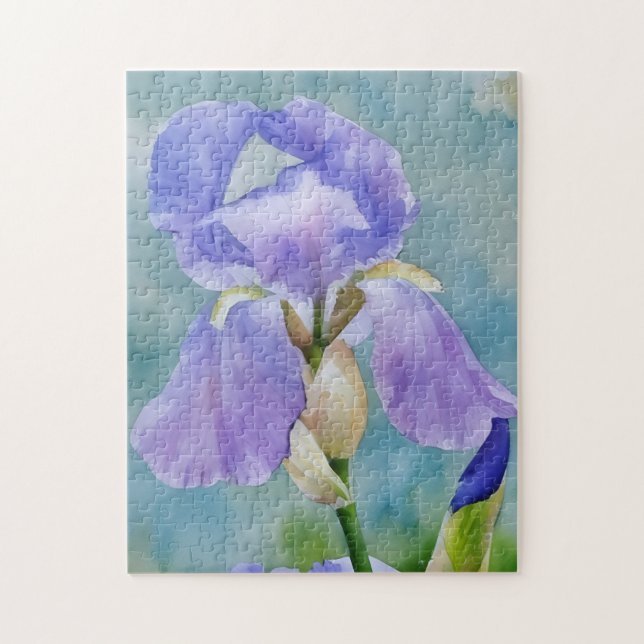 Purple Iris Flower Floral Art Garden Puzzle (Vertical)