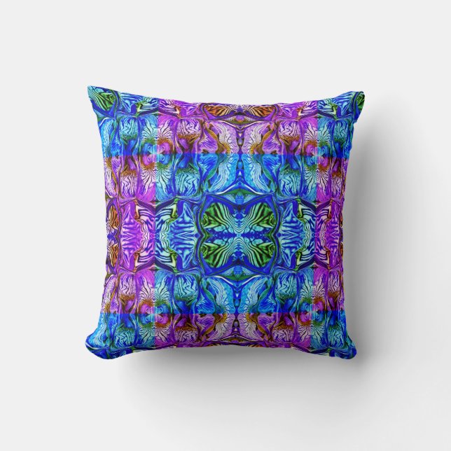 Purple Iris Flower / Greenleaf / 1974 / Mirror Cushion (Front)