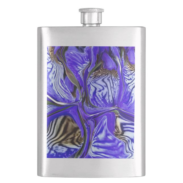 Purple Iris Flower Hip Flask (Front)