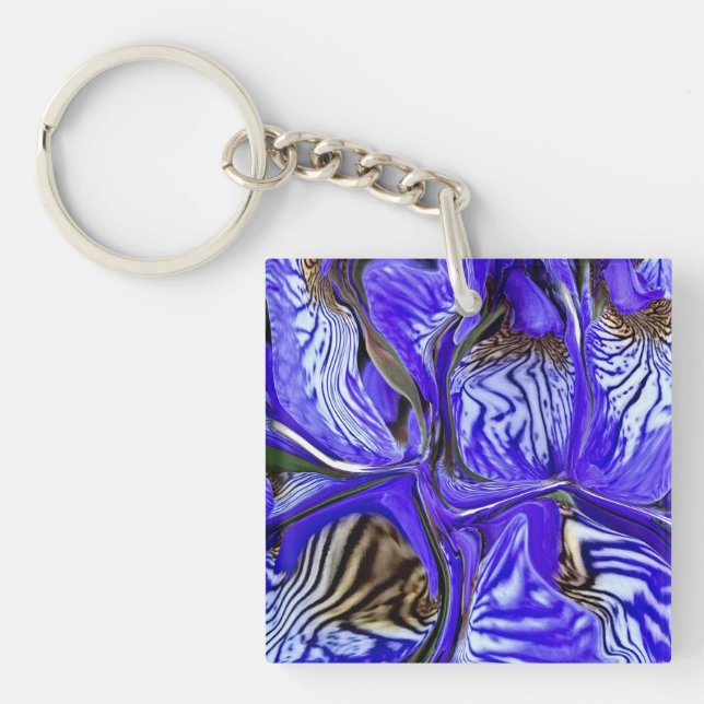 Purple Iris Flower Key Ring (Front)
